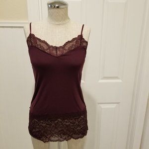 COPY - WHBM Lace Cami Wine Size Small